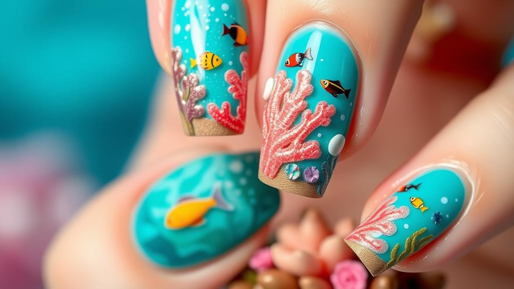 aquatic themed nail design