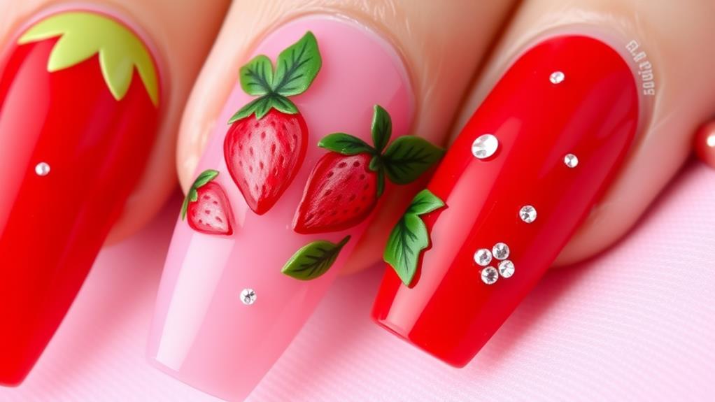 berry cute strawberry nails