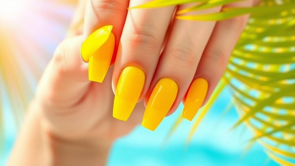 bright yellow nail art