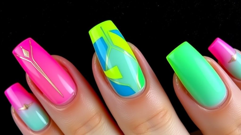 brightly colored neon hues