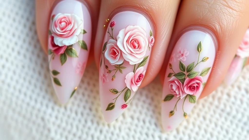 classic floral nail art