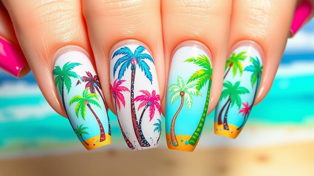 colorful tropical tree patterns