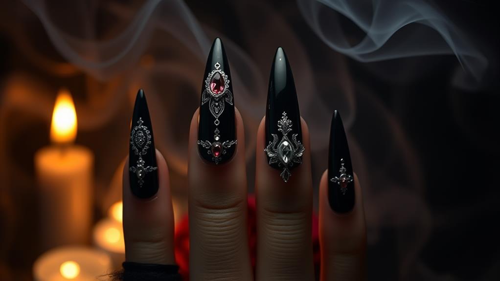 dramatic dark acrylic nails