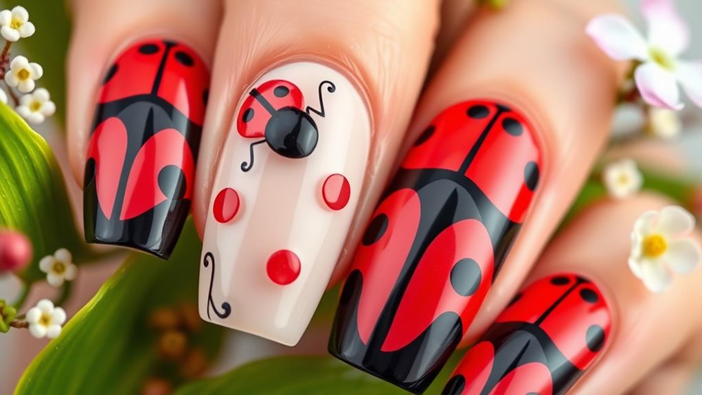 elegant ladybug nail art