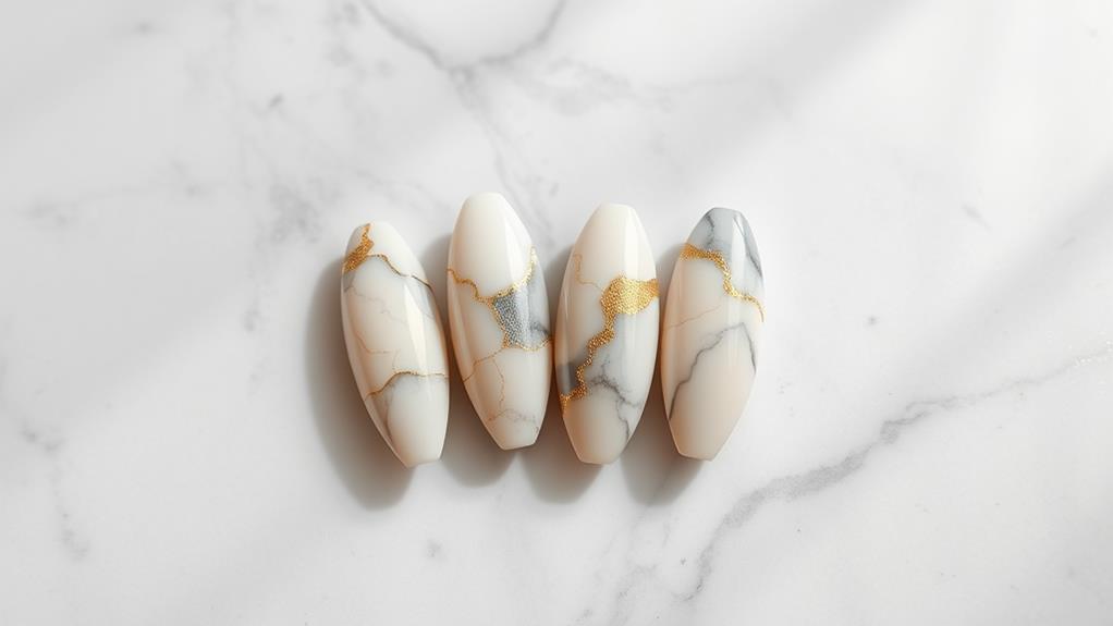 elegant marble almond nails