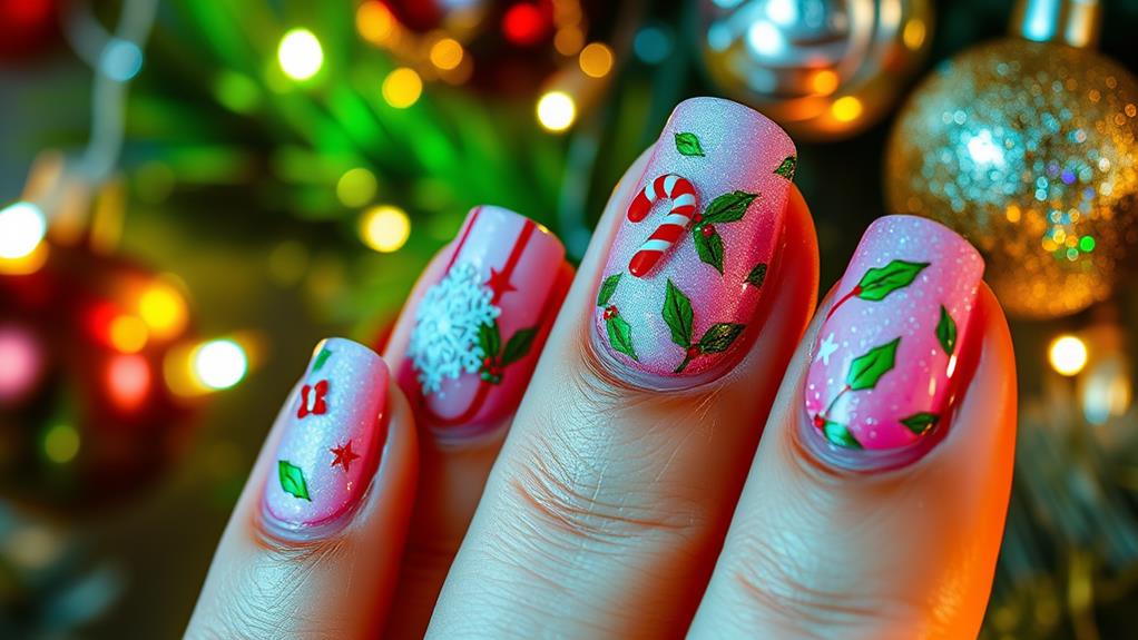 festive christmas acrylic nails