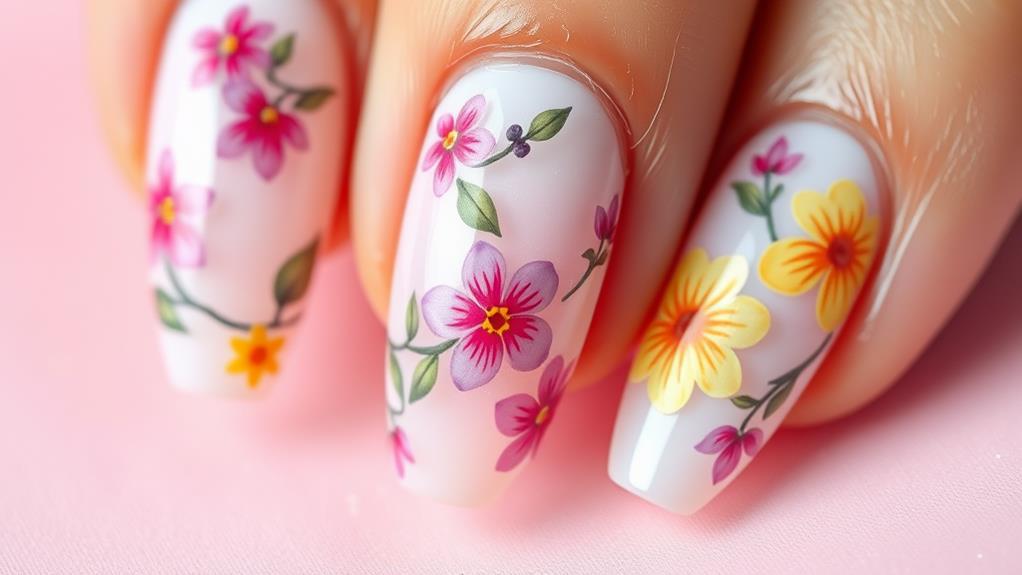 floral acrylic nail designs