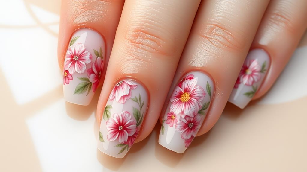 floral design on nails