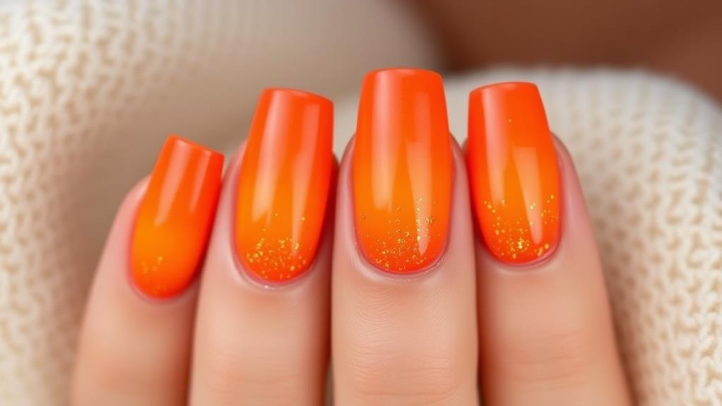 gradient orange nail design