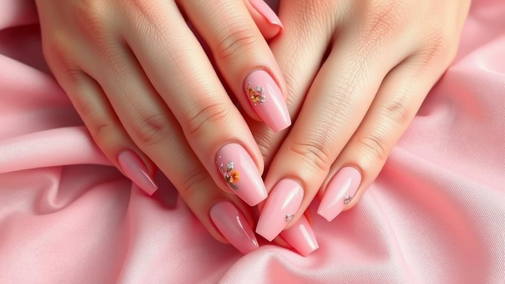 pretty pink acrylic nails