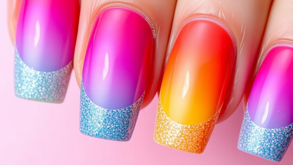 sparkly colorful nail art