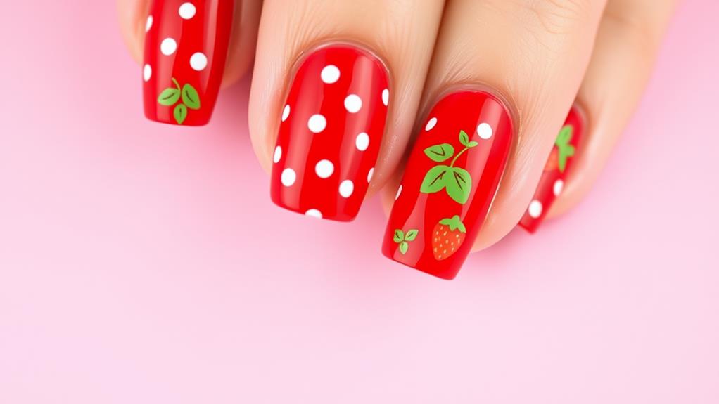 strawberry themed polka dot design