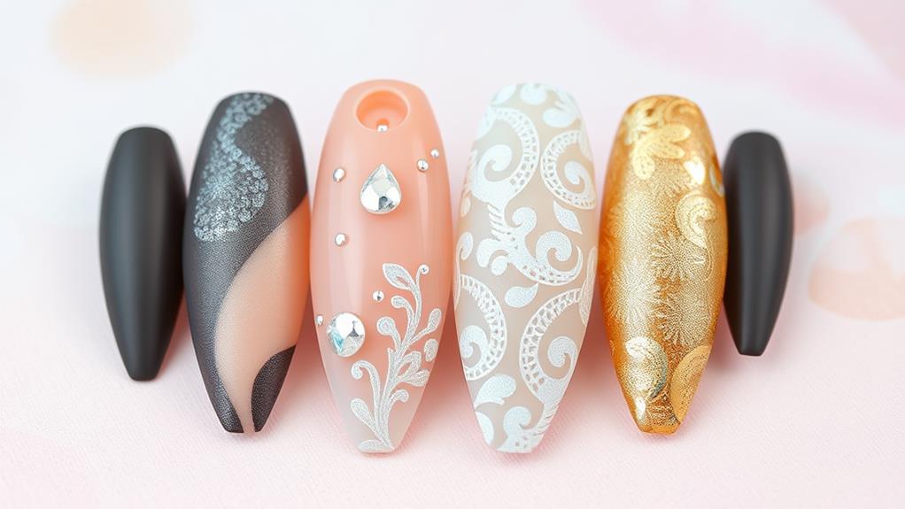 stylish textured almond nails