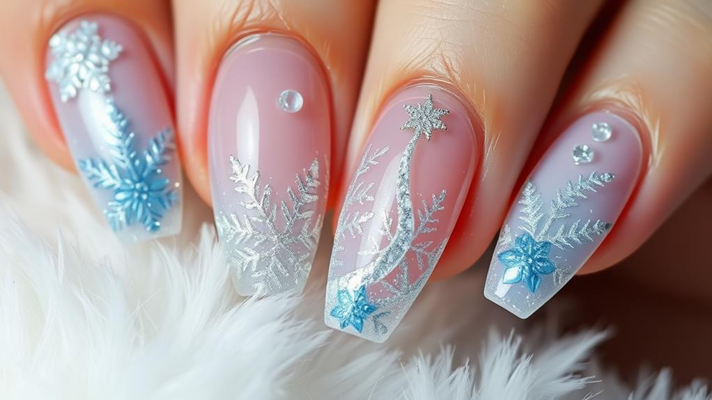 stylish winter acrylic nails