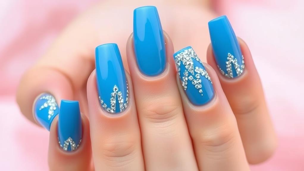 trendy blue acrylic nails