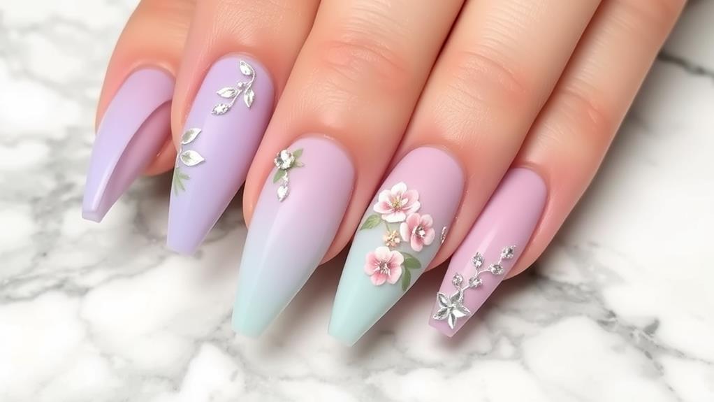 trendy pastel almond nails