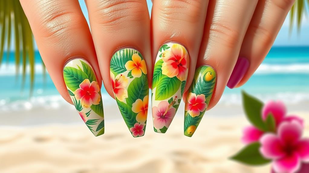 tropical summer acrylic nails