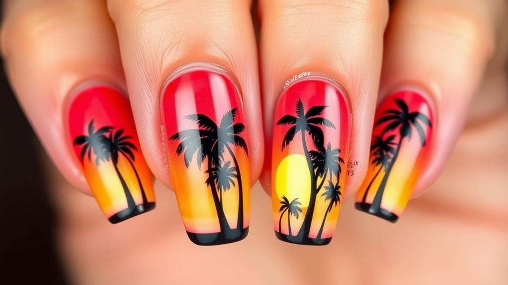 tropical sunset palm silhouettes