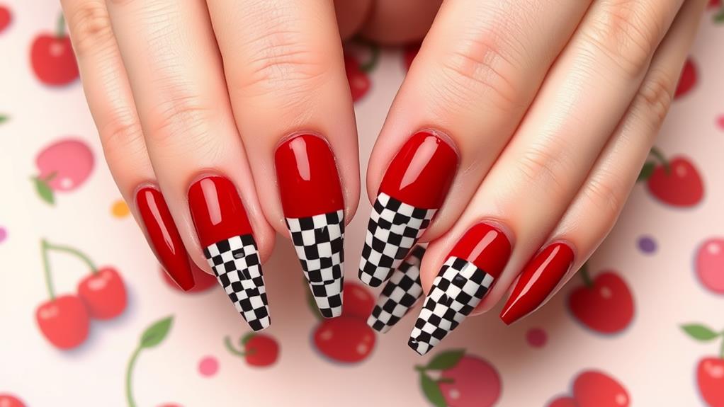 vibrant cherry checkerboard design