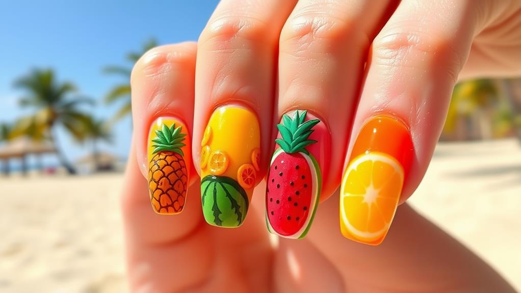 vibrant fruit nail designs