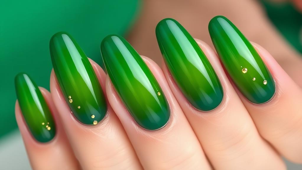 vibrant green to emerald