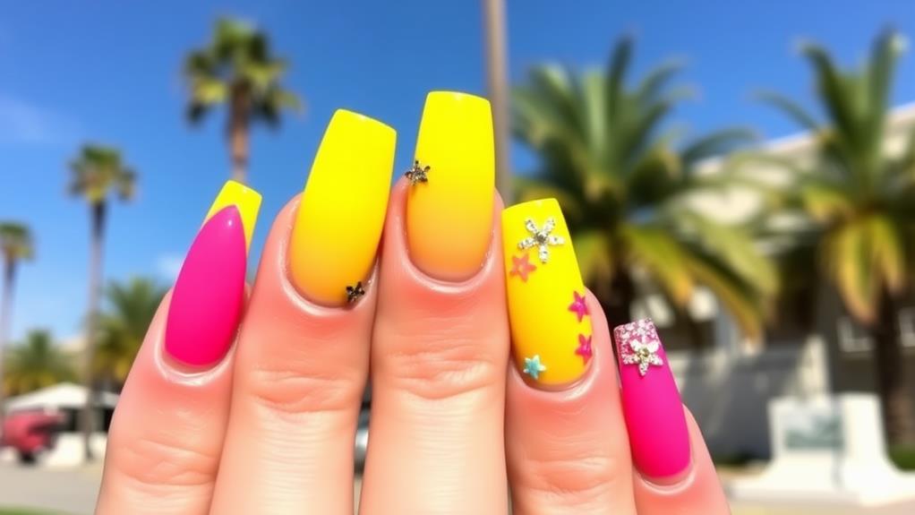 vibrant summer acrylic nails