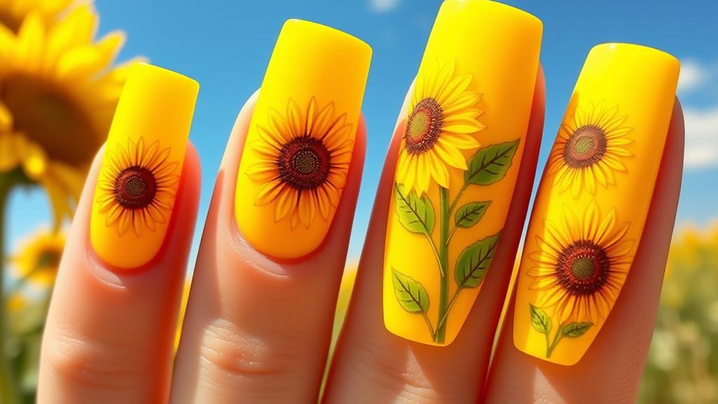 vibrant sunflower nail designs