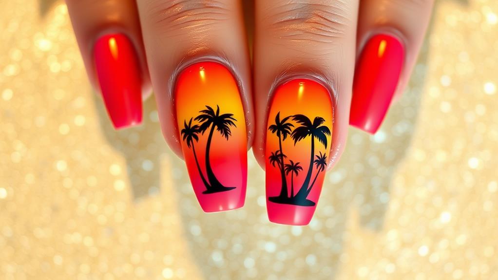 vibrant sunset nail art