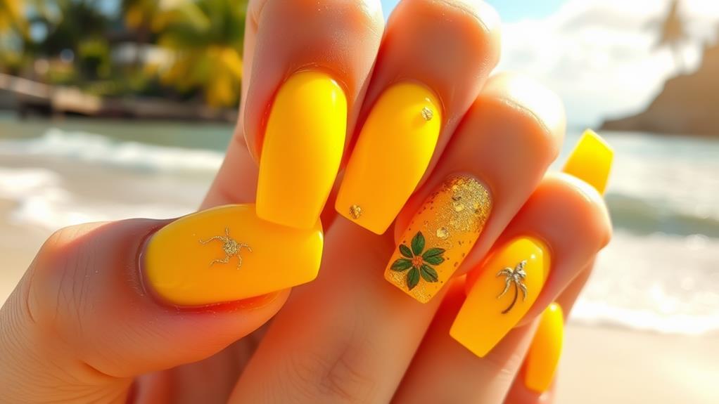 vibrant yellow summer nails