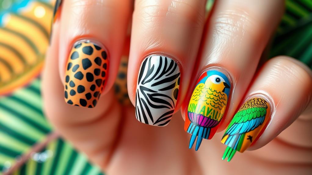 wild animal acrylic nail designs