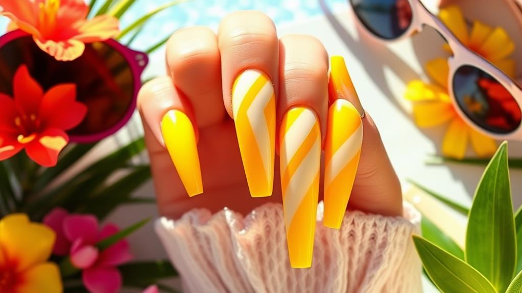 yellow striped designs